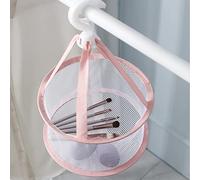 OPPWONG Makeup Brush Drying Basket, Mesh Storage Organizer with Windproof Hook 360 Rotating, for Sponge Tools Underwear Socks (Pink 20cm)