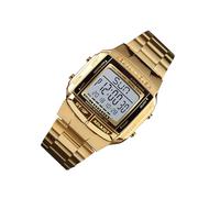 OPPWONG Mens Analog Digital Watch, Stainless Steel Strap Dual Time Display with 5 Alarm & Backlight, Sports Wristwatch for Business, Casual & Outdoor Activities (Gold)