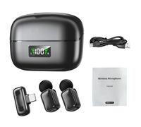 OPPWONG Mini Wireless Lavalier Microphone, Wireless Lapel Mic, AI Noise Reduction Lapel Mic with Charging Case & AI Voice Changer, Ideal for Video Recording, Vlogging & PC Tablets (Black)