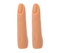 OPPWONG Nail Practice Finger, 2pcs Flexible Bendable Silicone Manicure Training Artificial Finger Model, Built in Joints Model with Design, Ideal for Nail Art Practice Beginners &