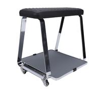 OPPWONG Pedicure Foot Rest, Soft Memory Foam Cushion Footbath Stool Cart with Wheels, Tray Stainless Steel Legs Black Stool, Ideal for Salon & Home Use