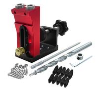 OPPWONG Pocket Hole Jig, Portable Pocket Joinery Screw Kit Angle Drill Guides Drill Jig for Angled Holes Adjustable Slant Hole Locator Pocket Dowel Hole Jig System Set for Woodworking (Red)