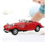 OPPWONG Pull Back Vintage Car Toy with Light and Music Switch for Children's Fun Play Black 6.5 * 2.4 * 1.8in (Red)