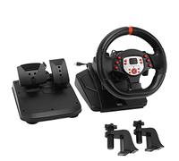 OPPWONG Racing Wheel, 5 in 1 Driving Force Racing Wheel Steering Wheel Gaming Racing Simulator Vibration PC Steering Wheel with Pedal 180 Degree Paddle Shifter for PC