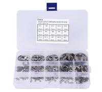 OPPWONG Retaining Rings, Snap Ring Kit Stainless Steel E-Type Retaining Circlip Assortment Kit 300 Pcs E Clamp/Holder Set M1.2~M15