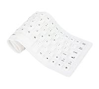 OPPWONG Silicone Keyboard, Rubber Keyboard Roll Up Keyboard Lightweight Portable Silent Soft Comfortable USB Wired Silicone Keyboard Silicone Keyboard Fully Sealed Design for PC (White)