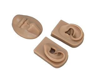 OPPWONG Silicone Nose Mouth Model Display Props for Piercing Suture Practice, Simulated Human Organs for Doctor and Student, Durable Material, 2pc Portable Set (Dark Skin)