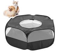 OPPWONG Small Animal Playpen, Breathable Transparent Pet Playpen Pop Open Outdoor Indoor Exercise Fence Hamster Playpen Guinea Pig Cages Portable Yard Fence for (Pet fence with cover and
