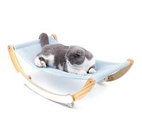 OPPWONG Small Cat Bed, Wooden Cat Hammock for Outdoor Cat Couch Cat Hammock Sleeping Rocking Bed Elevated Pet Furniture for Kitty, Puppy, Rabbit, Bunny and Small Animal, 23.2x14.2x7.9in
