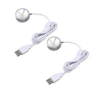 OPPWONG Small Led Light, 2pcs USB Plug 5V 1W Mini Spotlight USB Mobile Small Round Light with 4.2ft Cable for Display Cabinets, Jewelry Cabinets, Cupboards (Warm Light)