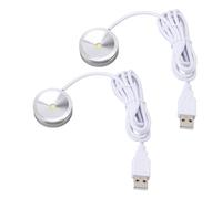 OPPWONG Small Led Light, 2pcs Usb Plug 5V 1W Mini Spotlight Usb Mobile Small Round Light with 4.2ft Cable for Display Cabinets, Jewelry Cabinets, Cupboards (White Light)