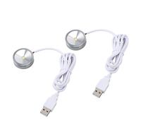 OPPWONG Small Led Light, 2pcs USB Plug 5V 1W Mini Spotlight USB Mobile Small Round Light with 4.2ft Cable for Display Cabinets, Jewelry Cabinets, Cupboards (Nature Light)