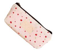 OPPWONG Spacious Square Pencil Case in Flower Design for Young Adults Durable Canvas Stationery Organizer 7.48 X 3.15 X 1.18in (Cream White)