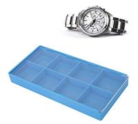 OPPWONG Watch Parts Organizer Sturdy Exquisite Workmanship Storage Box with Lid Practical Accessory for Watch Repairing Workers 18 Grid Blue Plastic Case (8 Cavity)