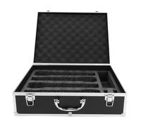OPPWONG Wireless Microphone Case, Aluminum Alloy Hard Shell Carrying Box, Mic Foam Storage Container with Slots for 4 Mics, Ideal for Transmitters Receivers Travel