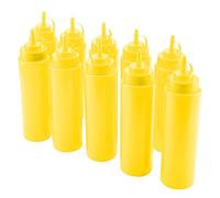 OPPWONG Yellow Condiment Squeeze Bottles, 720ml 10pcs Plastic PE Squeeze Bottles for Sauces, Oil, Cream, Vinegar with Narrow Nozzle