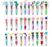 OPPZZIT Party Bag Fillers for Girls and Boys, 30 Pcs Multi Coloured Pens All in One, Cute 4 Color Animal Pen, Party Favours for Kids Unisex, Cute Party Bag Ideas