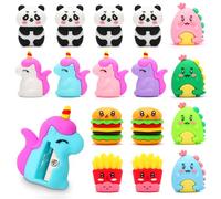 OPPZZIT Party Bag Fillers for Kids, 16Pcs Cute Cartoon Pencil Sharpener, Party Favours for Kids Unisex, Cute Party Bag Ideas