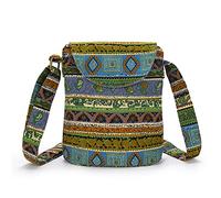 OPQRSTU Women's Retro Small Size Canvas Shoulder Bag Hippie Boho Crossbody Handbag, Green, S
