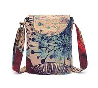 OPQRSTU Women's Retro Small Size Canvas Shoulder Bag Hippie Boho Crossbody Handbag, Khaki, Small