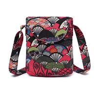 OPQRSTU Women's Retro Small Size Canvas Shoulder Bag Hippie Boho Crossbody Handbag, Red, S