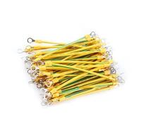 OPQWAPECE PV Ground Wire|100PCS BVR Copper Cable 5/6/8mm 14/12/10AWG Yellow-Green Terminal(Hole 5MM,250mm,12AWG(4mm2))
