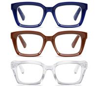 Oprah Square Reading Glasses for Women, with Spring Hinge, Blue Light Blocking for Men and Women, 2.50