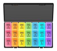 Opret Pill Box 7 Day 3 Times a Day, Weekly Travel Tablet Organiser - Black