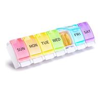 Opret Pill Organiser 7 Day, Weekly Pill Box 1 Times a Day, Push Button Pop Open Design Travel Tablet Organiser with 7 Large Compartments, BPA Free for Vitamins Supplements Medication