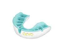 OPRO Gold Competition Level Youth Sports Mouthguard With Case, Gum Shield for Rugby, Hockey, Lacrosse, Boxing, MMA and Other Contact and Combat Sports (Youth, Under 10) (White/Mint)