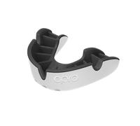 OPRO Silver Level Adult and Kids Sports Mouthguard with Case, Gum Shield Featuring Revolutionary Fitting Technology for Hockey, Lacrosse, Rugby, MMA, Boxing and Combat Sports (White/Black, Youth)