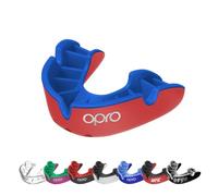 OPRO Silver Level Adult and Kids Sports Mouthguard with Case, Gum Shield Featuring Revolutionary Fitting Technology for Hockey, Lacrosse, Rugby, MMA, Boxing and Combat Sports (Red/Dark Blue, Adult)