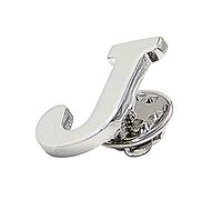 Opromo 26 Monogram Alphabet Lapel Pin Badge Business Letters Collar Brooch Pins-Silver Letter J