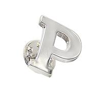 Opromo 26 Monogram Alphabet Lapel Pin Badge Business Letters Collar Brooch Pins-Silver Letter P