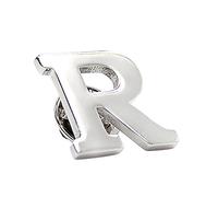 Opromo 26 Monogram Alphabet Lapel Pin Badge Business Letters Collar Brooch Pins-Silver Letter R