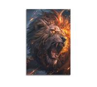 OPRTUFB Hell Roaring Lion Poster Poster Decorative Painting Canvas Wall Posters And Art Picture Print Modern Family Bedroom Decor Posters 24x36inch(60x90cm)