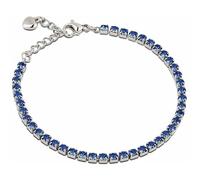 OPSBR-950 Women's Tennis Bracelet by Ops! from the Glimmer Collection. Silver Steel Tennis Bracelet with Capri Blue Stones 2.5 mm. Reference is OPSBR-950