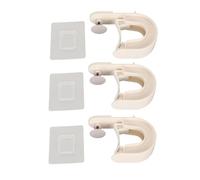 OPSDKVKS 3Pcs Broom Mop Holder, Self Adhesive Wall Mount Organizer, Multipurpose Mop Gripper for Bathroom Kitchen Garage, No Drill Space Saving Design with Strong Adhesive for Smooth Surfac (White)