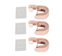 OPSDKVKS 3Pcs Broom Mop Holder, Self Adhesive Wall Mount Organizer, Multipurpose Mop Gripper for Bathroom Kitchen Garage, No Drill Space Saving Design with Strong Adhesive for Smooth Surfac (Roseate)