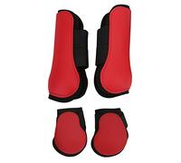 OPSDKVKS 4 Pcs Horse Tendon Boots Set, PU Shell Tendon Guard Boots with Soft Cushioning and Anti Slip Design, Front and Hind Leg Protection for Jumping and Cross Country (1 Set Red M)