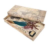 OPSDKVKS Pen Set with Gold Head, Vintage Dip Pen for Calligraphy Writing, Retro Writing Tool with 5 Replacement Refills, Stamp and Wax Seal Kit, Elegant Gift for Writers and (Green)