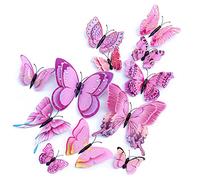 OPSEAM 3D Butterfly Wall Decals 24/48PCS 4 Sizes Butterflies Wall Stickers Butterfly Decoration for Girls Kids Baby Bedroom Bathroom Living Room Birthday Wall Deco (Pink, 48)