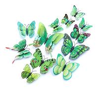 OPSEAM 3D Butterfly Wall Decor Stickers Art Decorations 24/48PCS (Green, 24)