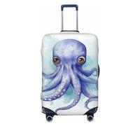 OPSREY Blue Little Octopus Print Luggage Cover Suitcase Cover Elastic Washable Suitcase Protector For 21-32 Inch, Black, XL