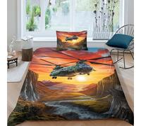 OPSREY Chinooks Cotton Duvet Cover Ivory Various Sizes Quilt Cover Bedding Set Soft & Cozy Percale Weave Helicopter Comforter Cover with Zipper Closure for Kids Adults Single（135x200cm）