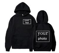 OPSREY Customize Your Style: Personalized DIY Hoodies for Men and Women - Add Your Own Design, Logo, Picture, Or Text - Casual Sweatshirt with A Personal Touch Black,4XL