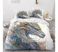 OPSREY Dragon Luxe Comforter Cover Hidden Zipper Duvet Cover Set with Pillowcases Bedding Set Soft Microfiber Dragon King Quilt Cover Set Various Sizes for Kids Adults King(220x240cm)