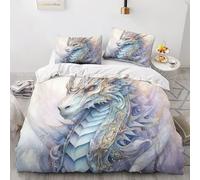 OPSREY Dragon Luxe Duvet Cover Set Hidden Zipper Dragon King Quilt Cover Set with Pillowcases Bedding Set Soft Microfiber Comforter Cover Various Sizes for Kids Adults King(220x240cm)