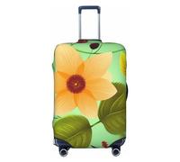 OPSREY Flower Leaf Print Luggage Cover Suitcase Cover Elastic Washable Suitcase Protector For 21-32 Inch, Black, L