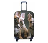 OPSREY French Bulldog Puppies Print Luggage Cover Suitcase Cover Elastic Washable Suitcase Protector For 21-32 Inch, Black, XL